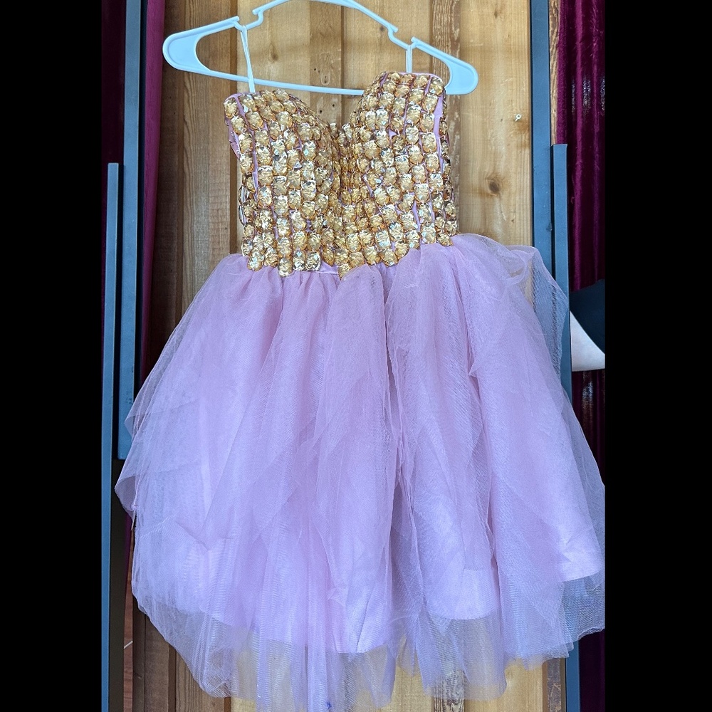 Purple and amber rhinestone mini cocktail dress